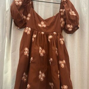 Altar'd State Rust Dress with Floral Details